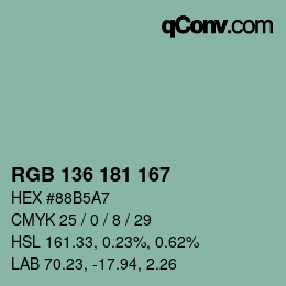 Color code: RGB 136 181 167 | qconv.com