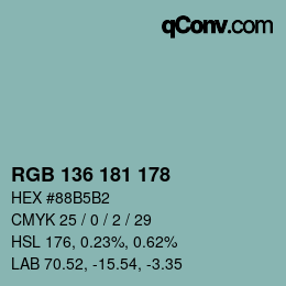 Color code: RGB 136 181 178 | qconv.com