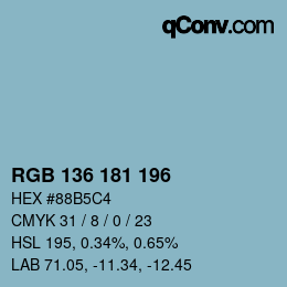 Color code: RGB 136 181 196 | qconv.com