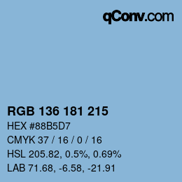 カラーコード: RGB 136 181 215 | qconv.com