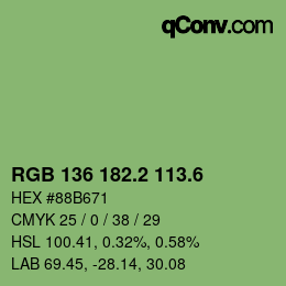 カラーコード: RGB 136 182.2 113.6 | qconv.com