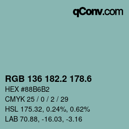 カラーコード: RGB 136 182.2 178.6 | qconv.com