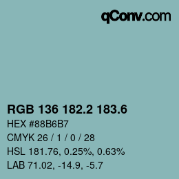 カラーコード: RGB 136 182.2 183.6 | qconv.com