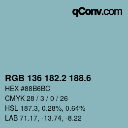 カラーコード: RGB 136 182.2 188.6 | qconv.com