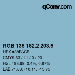 カラーコード: RGB 136 182.2 203.6 | qconv.com