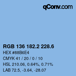 カラーコード: RGB 136 182.2 228.6 | qconv.com