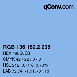 カラーコード: RGB 136 182.2 235 | qconv.com