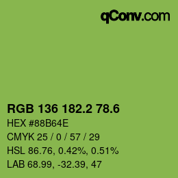 カラーコード: RGB 136 182.2 78.6 | qconv.com