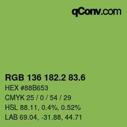 カラーコード: RGB 136 182.2 83.6 | qconv.com