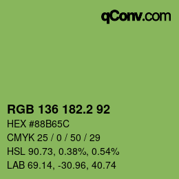カラーコード: RGB 136 182.2 92 | qconv.com