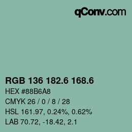 カラーコード: RGB 136 182.6 168.6 | qconv.com