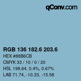 カラーコード: RGB 136 182.6 203.6 | qconv.com
