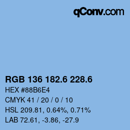 カラーコード: RGB 136 182.6 228.6 | qconv.com