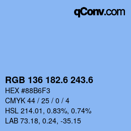 カラーコード: RGB 136 182.6 243.6 | qconv.com
