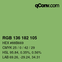 カラーコード: RGB 136 182 105 | qconv.com