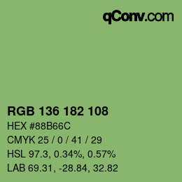 Color code: RGB 136 182 108 | qconv.com