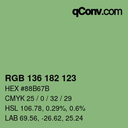 Color code: RGB 136 182 123 | qconv.com