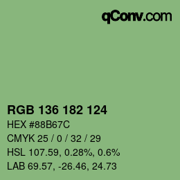 Color code: RGB 136 182 124 | qconv.com