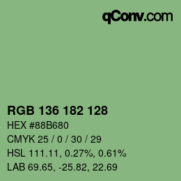 Color code: RGB 136 182 128 | qconv.com
