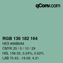 Color code: RGB 136 182 164 | qconv.com