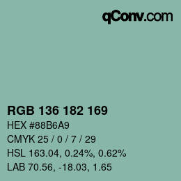 Color code: RGB 136 182 169 | qconv.com