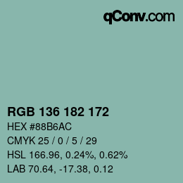 Color code: RGB 136 182 172 | qconv.com