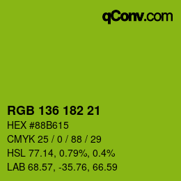 Color code: RGB 136 182 21 | qconv.com