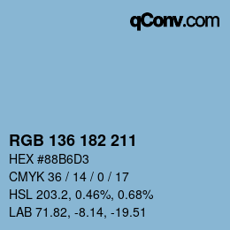 Color code: RGB 136 182 211 | qconv.com