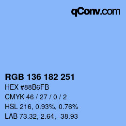 Color code: RGB 136 182 251 | qconv.com
