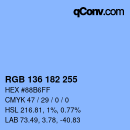 Color code: RGB 136 182 255 | qconv.com