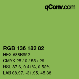 Color code: RGB 136 182 82 | qconv.com