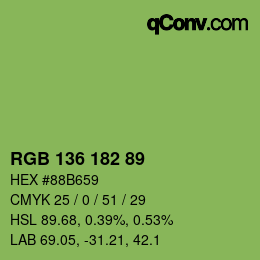Color code: RGB 136 182 89 | qconv.com