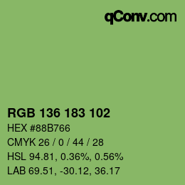 Color code: RGB 136 183 102 | qconv.com