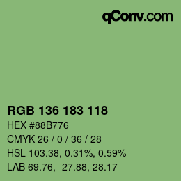 Color code: RGB 136 183 118 | qconv.com