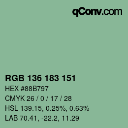 Color code: RGB 136 183 151 | qconv.com