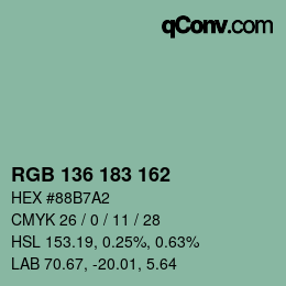 Farbcode: RGB 136 183 162 | qconv.com