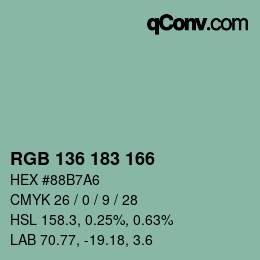 Color code: RGB 136 183 166 | qconv.com