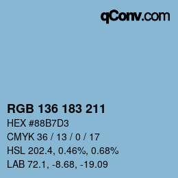Color code: RGB 136 183 211 | qconv.com