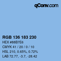 Color code: RGB 136 183 230 | qconv.com