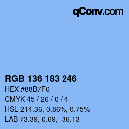 Color code: RGB 136 183 246 | qconv.com
