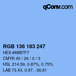 Color code: RGB 136 183 247 | qconv.com
