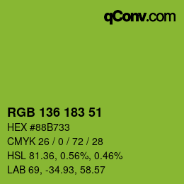Color code: RGB 136 183 51 | qconv.com