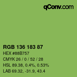 Color code: RGB 136 183 87 | qconv.com