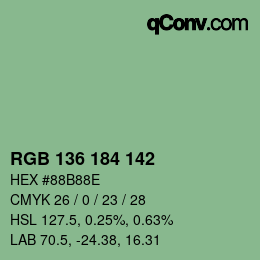 カラーコード: RGB 136 184 142 | qconv.com