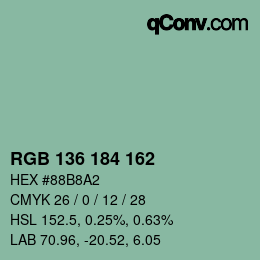 Color code: RGB 136 184 162 | qconv.com