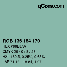 Farbcode: RGB 136 184 170 | qconv.com