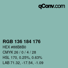 Color code: RGB 136 184 176 | qconv.com
