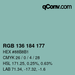 Color code: RGB 136 184 177 | qconv.com