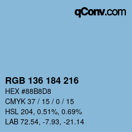 Color code: RGB 136 184 216 | qconv.com