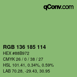 Color code: RGB 136 185 114 | qconv.com
